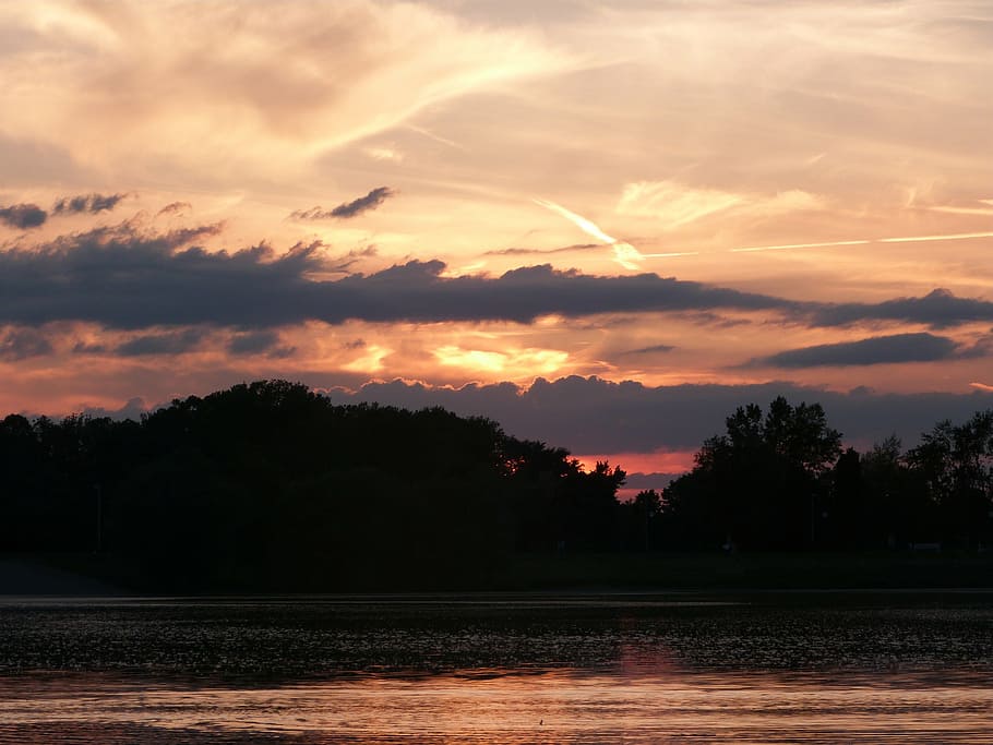 dramatic, colors, sunset, dark, light, sky, tree, cloud - sky HD wallpaper