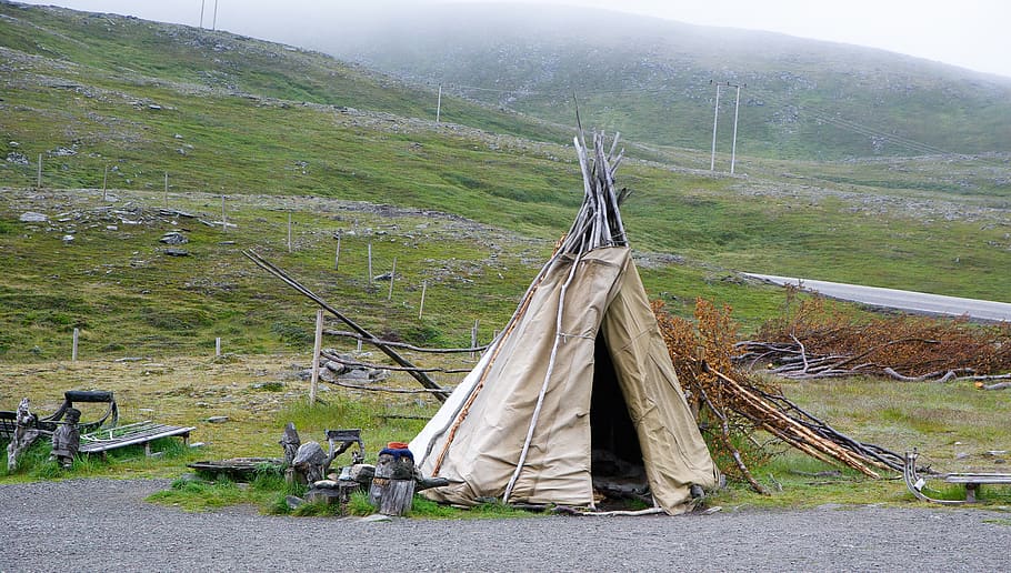 norway, lapland, tent, nature, plant, environment, landscape HD wallpaper