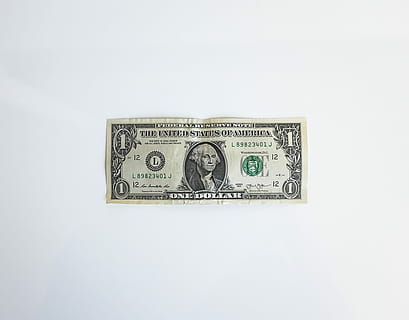 1 U.S. dollar banknote, 1 U.S dollar banknote on top of white surface HD wallpaper