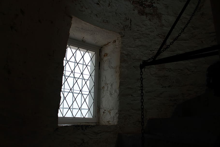 white wooden window frame, white glass window frame, black and white HD wallpaper