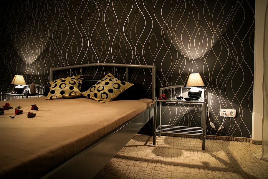 brown mattress, apartment, bedroom, house, residential interior HD wallpaper