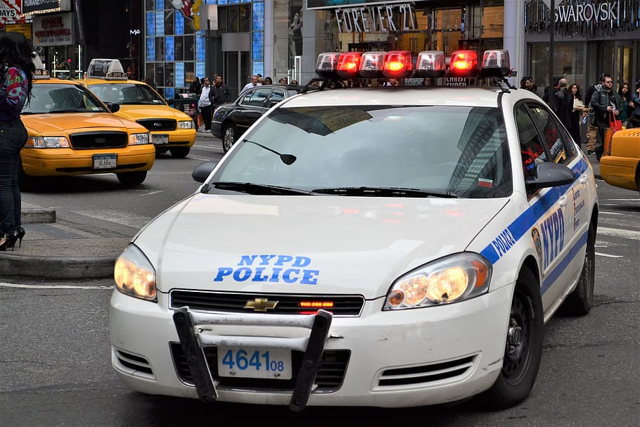 police car, nypd, manhattan, cop, city, law, enforcement, safety, HD wallpaper