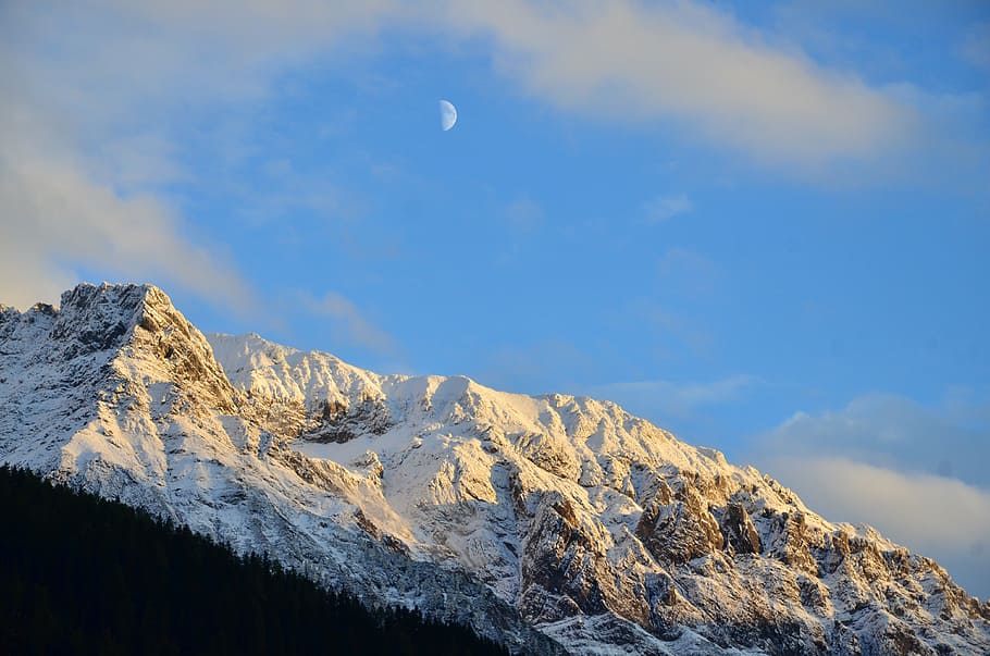 österreich, mond, schön, cold temperature, snow, winter, mountain HD wallpaper