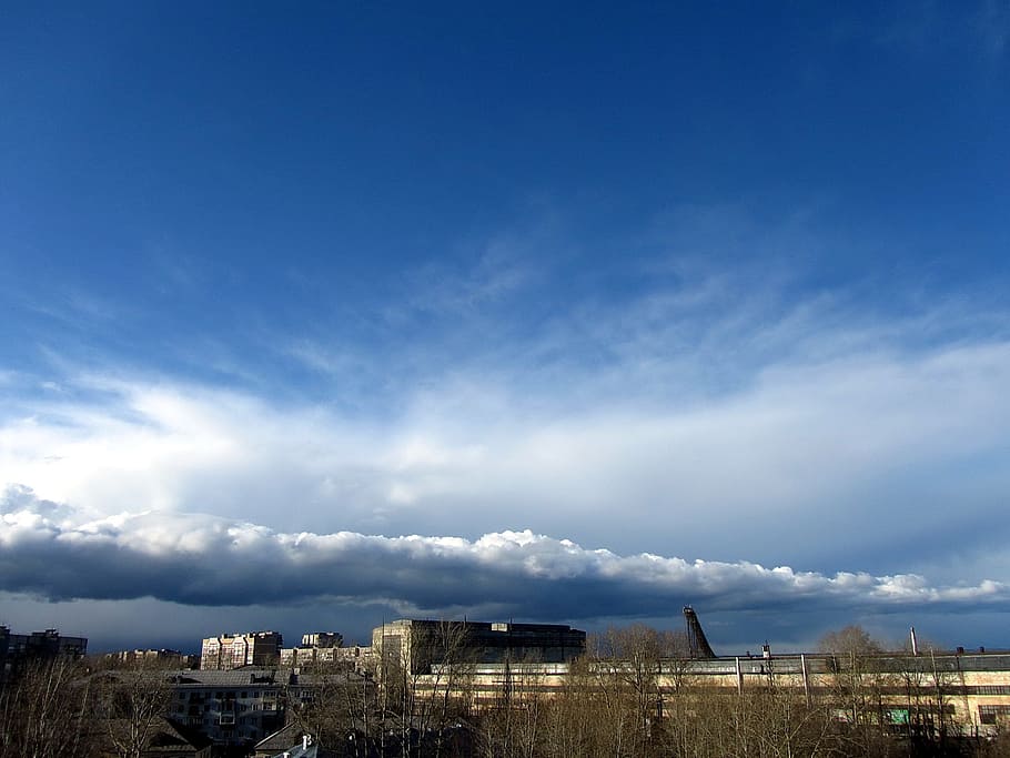 Sky, Thunderstorm, City, Clouds, summer, cloud - sky, building exterior HD wallpaper