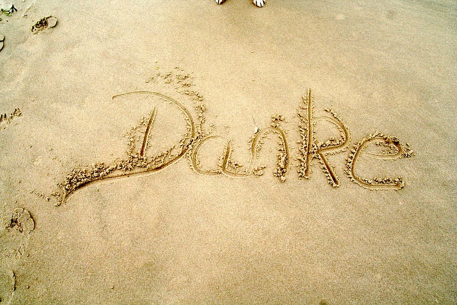 Danke sand word at daytime, thank you, font, beach, text, land, HD wallpaper