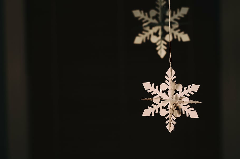white snowflake paper decor, winter, cold, weather, decoration HD wallpaper