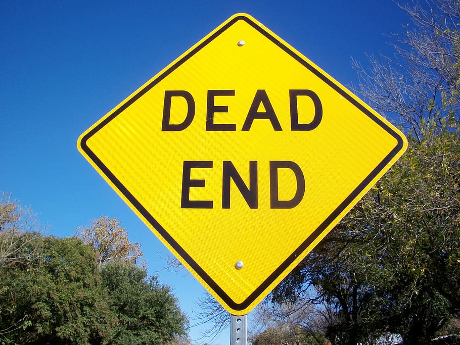 dead end signage near tree, street sign, road, traffic, symbol