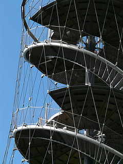 Stairs, Spiral Staircase, Metal, gradually, ropes, steel cables HD wallpaper
