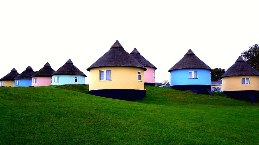 Holiday, Home, Home, House, Grass, Blue, yellow, outdoors, summer HD wallpaper