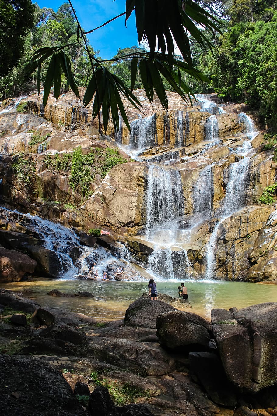 waterfall, river, malaysia, nature, landscape, cascade, rock HD wallpaper