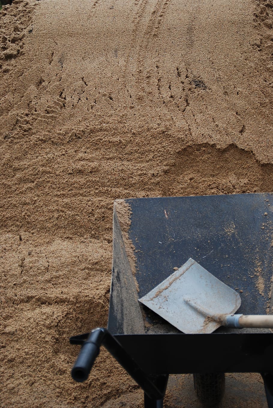 barrow, sand, shovel, building, no people, wood - material HD wallpaper