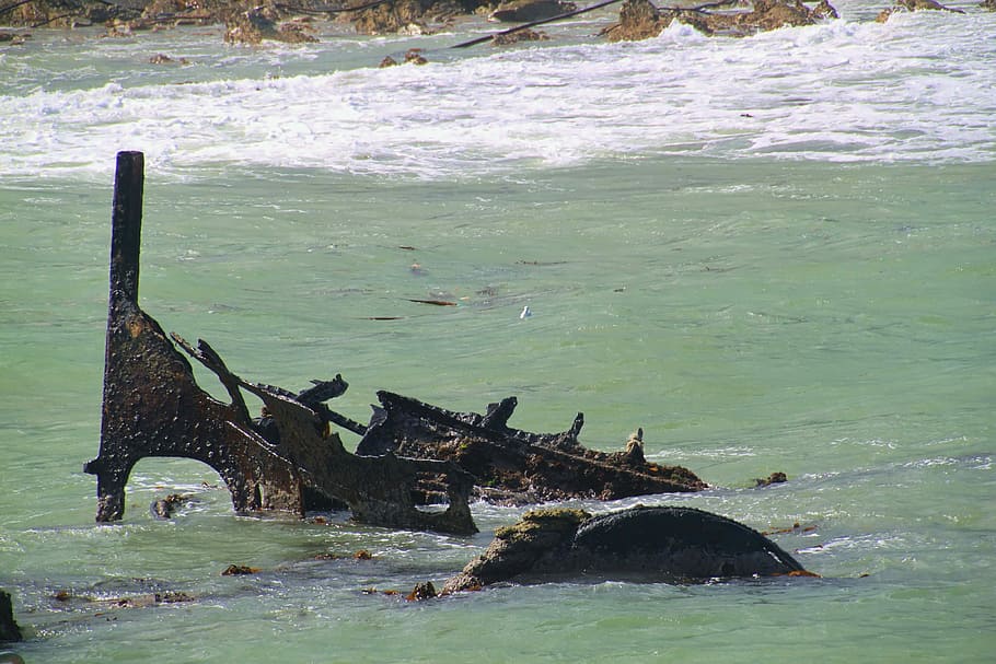 Ship Wreck, Sea, Ocean, booked, travelling waves, ailing, old HD wallpaper