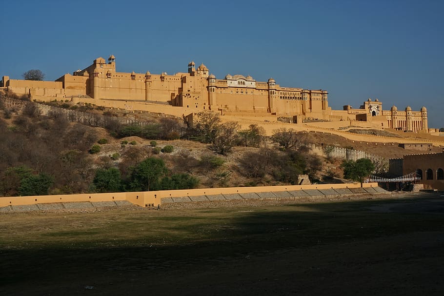 amber fort, jaipur, architecture, palace, travel, panorama, HD wallpaper