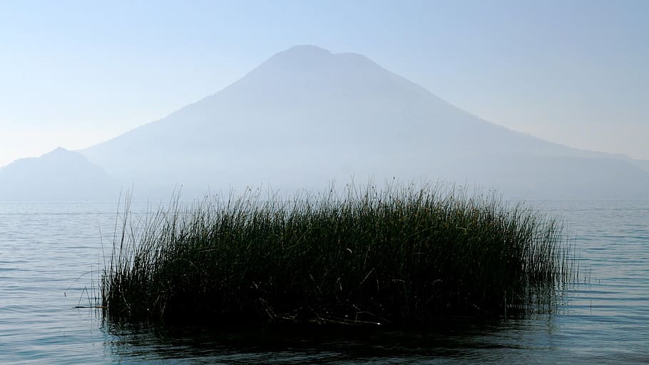 mountain, sea, water, beautiful, landscape, volcano, scenics - nature HD wallpaper