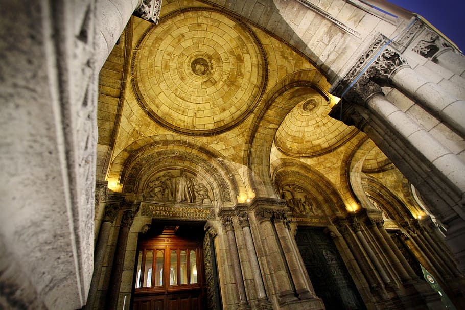 arches, architecture, building, cathedral, ceiling, columns HD wallpaper