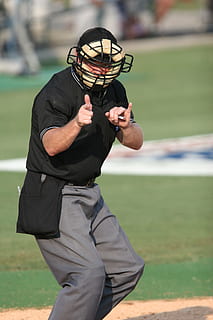 baseball, umpire, strike, sport, home plate, action, male, baseball field HD wallpaper