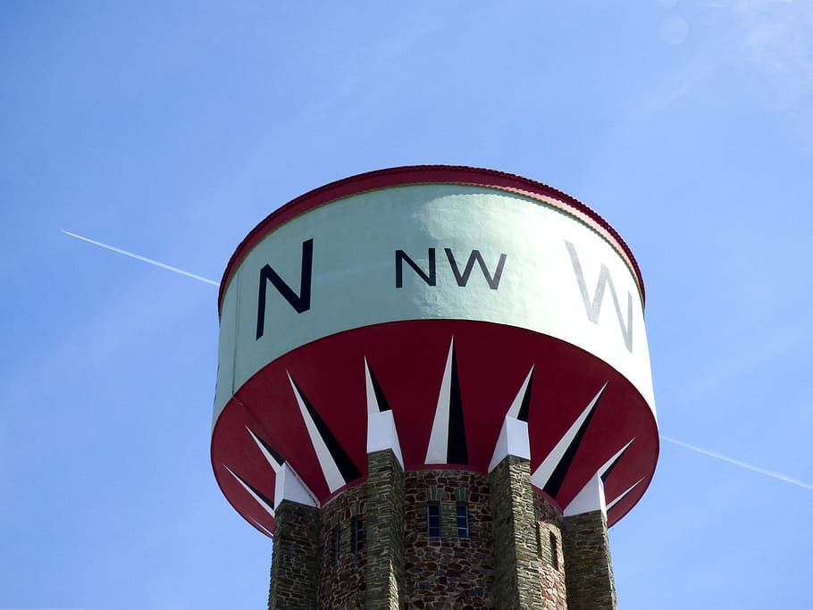 water tower, cardinal, north, south, is, west, aircraft, direction HD wallpaper