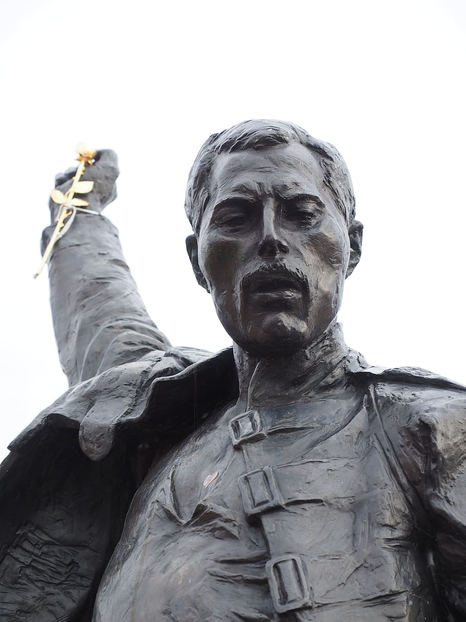 Freddie Mercury, Face, Portrait, freddie mercury memorial, statue, HD wallpaper