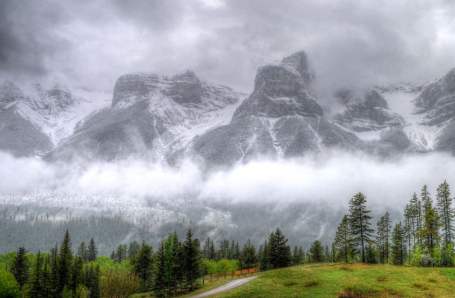 mountains, clouds, landscape, nature, cloudy sky, high mountain HD wallpaper