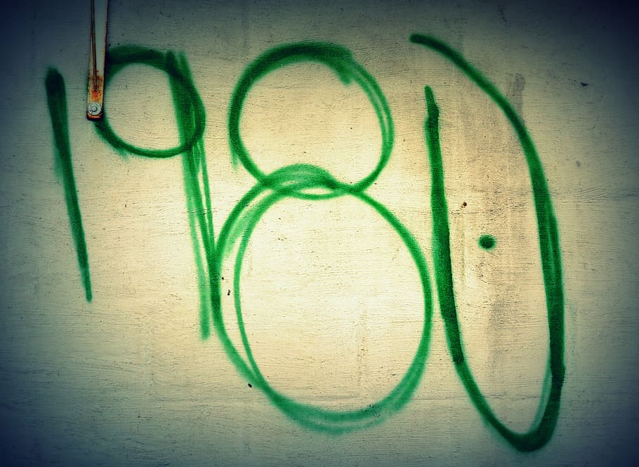 graffiti, vintage, 1980, mural, green color, no people, indoors HD wallpaper