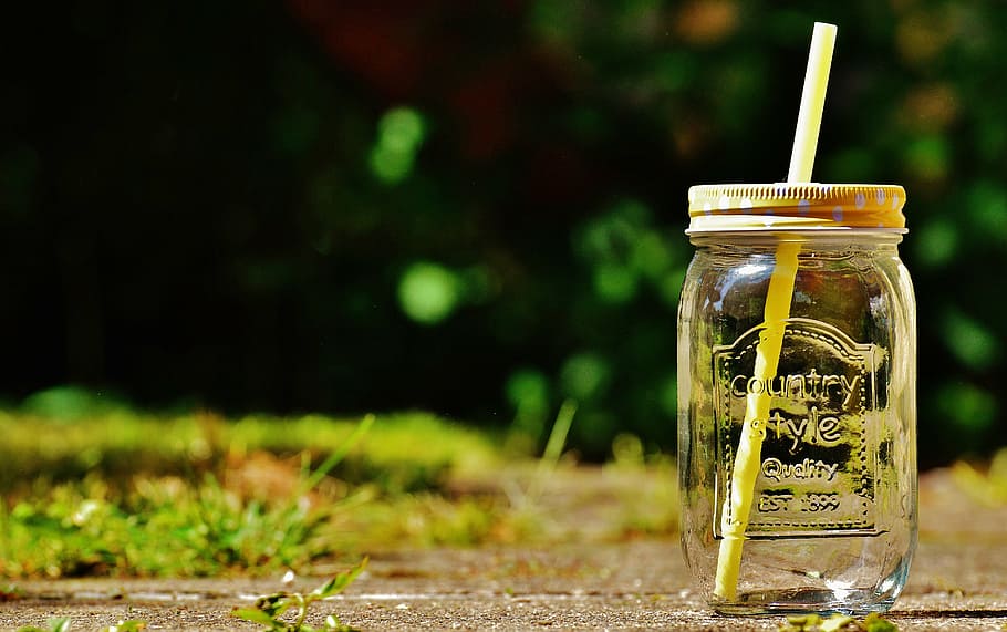 trinkglas summer, color, straw, points, lid, country style HD wallpaper