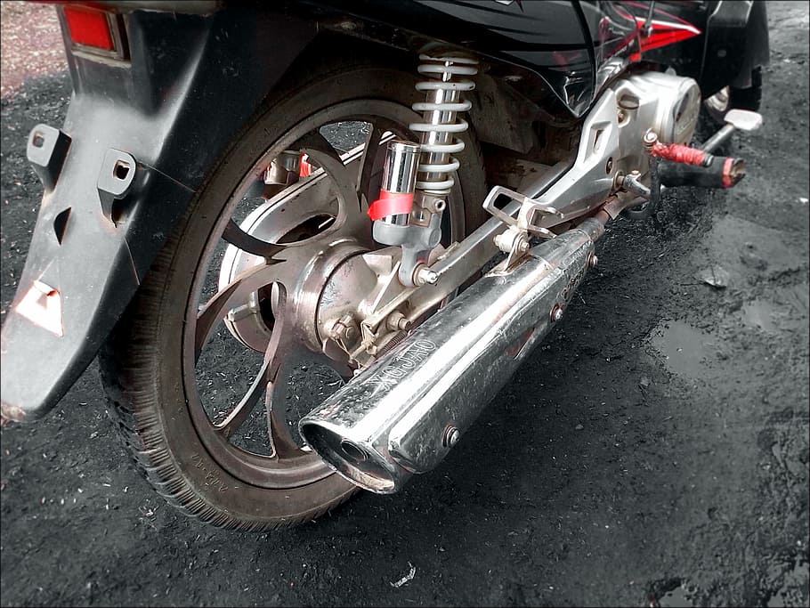 Muffler, Metallic, Motorcycle, Exhaust, wheel, motorbike, engine HD wallpaper