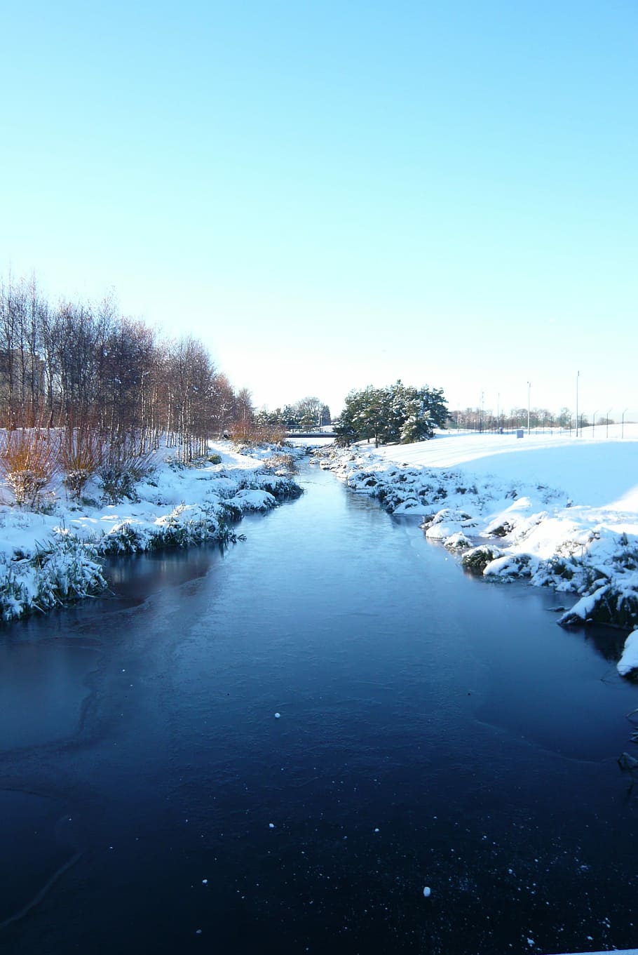 Blue, Winter, Water, Stream, River, Snow, scenic, nature, cold temperature HD wallpaper