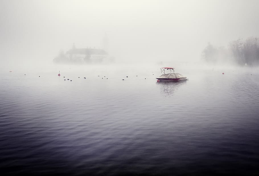 waters, fog, ship, reflection, boot, nautical vessel, transportation HD wallpaper
