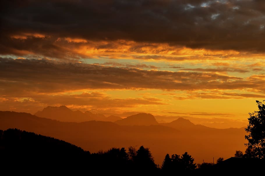 sun, sunset, abendstimmung, setting sun, sky, clouds, evening sky HD wallpaper