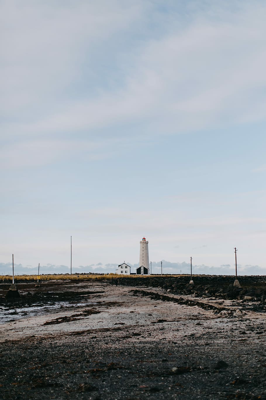 my lighthouse, lighthouse beside house, landscape, mist, fog HD wallpaper