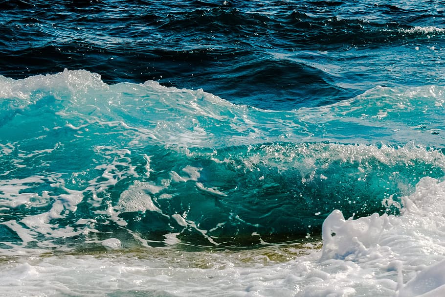 wave, crushing, sea, spray, foam, turquoise, nature, splashing HD wallpaper
