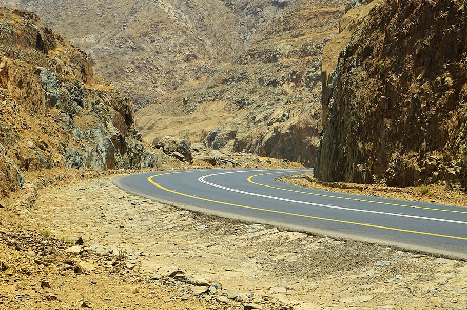 Saudi, Arabia, Arabia, Mountain, Mountain, Pass, Highway, desert HD wallpaper