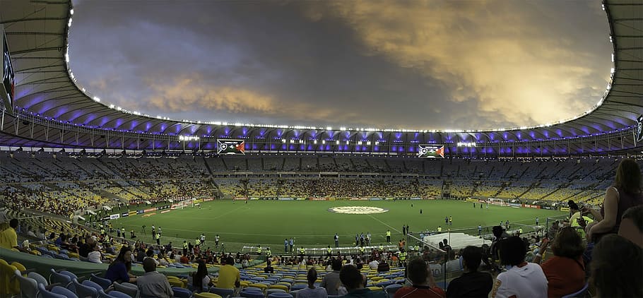 fish eye view of soccer stadium, maracana, football stadium, brazil