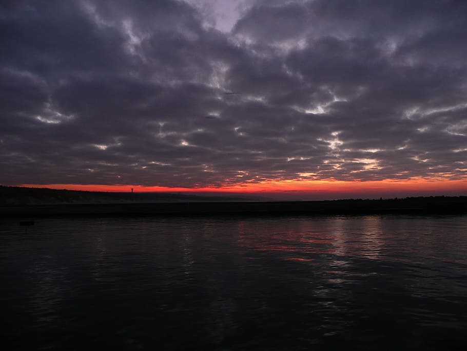 ustka, the baltic sea, sunset, sky, cloud - sky, water, beauty in nature HD wallpaper
