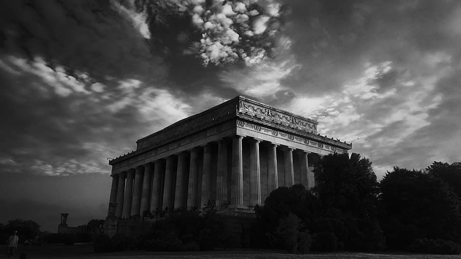 brown building, grayscale photograph of Parthenon, white, concrete HD wallpaper