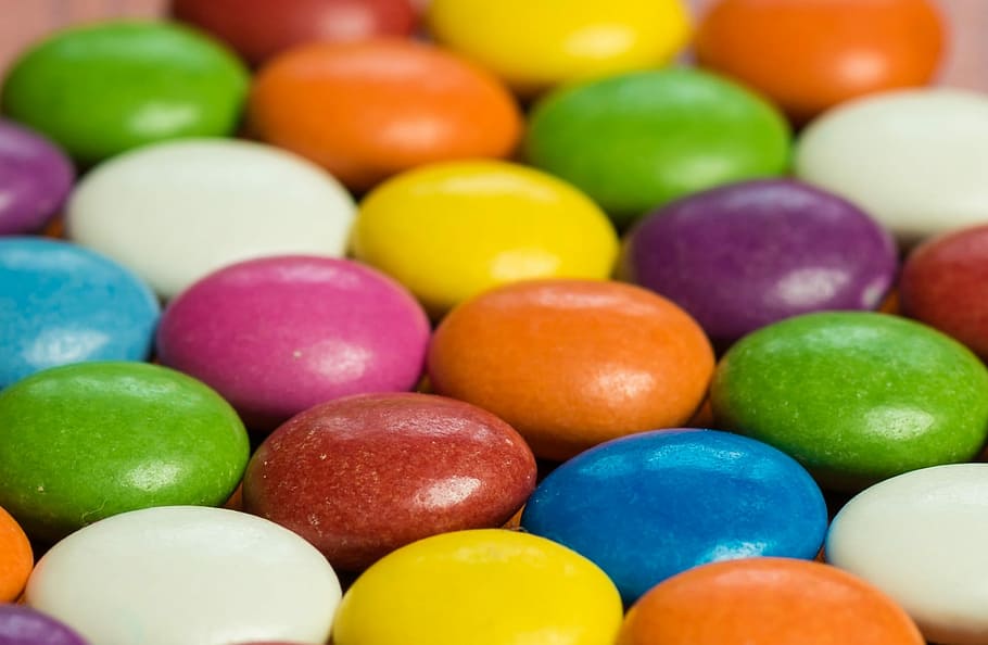 Sweets, Candies, Row, Color, Macro, line, close-up, multi colored HD wallpaper