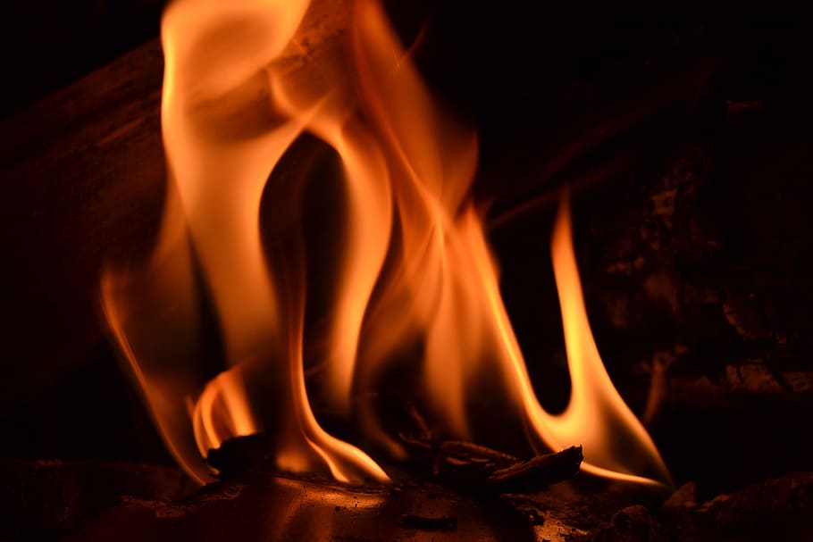 close-up photo of orange flames, fire, fireplace, burning, fire - natural phenomenon HD wallpaper