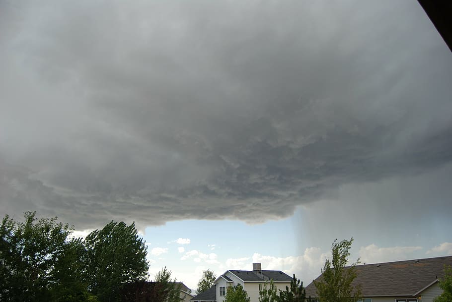 clouds, rain, sky, weather, storm, nature, cloud - Sky, tree HD wallpaper