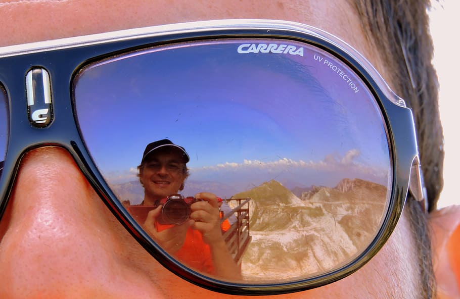 glasses, mirror, selfie, mountain, sunglasses, adult, people HD wallpaper