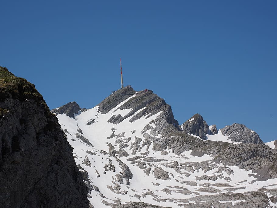 Säntis, Mountain, Alpine, Snow, swiss alps, appenzell, mountain station HD wallpaper