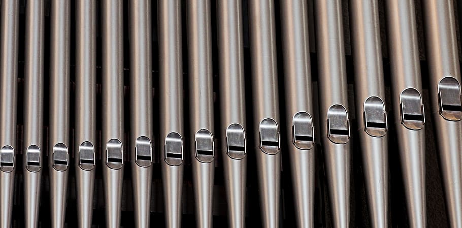 pile of gray rods, organ, pipes, church, music, cathedral, pitch, HD wallpaper