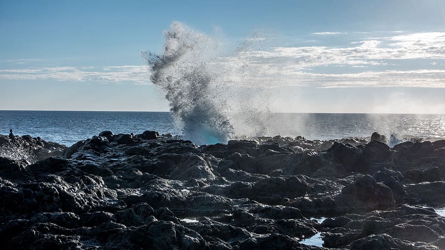 wave, ocean, sea, water, motion, sky, horizon over water, power HD wallpaper
