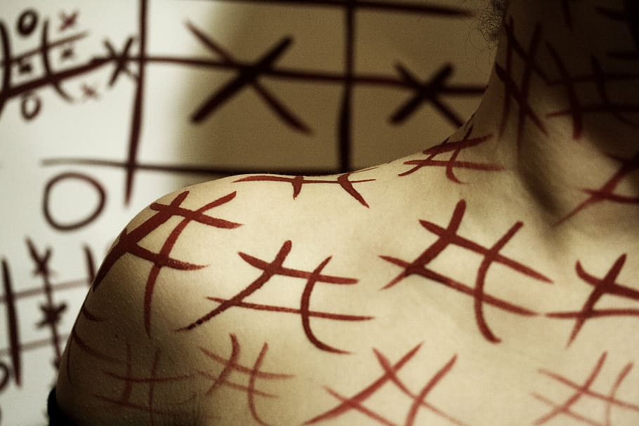 person with numerical sign text on arm, fiction, model, paint HD wallpaper