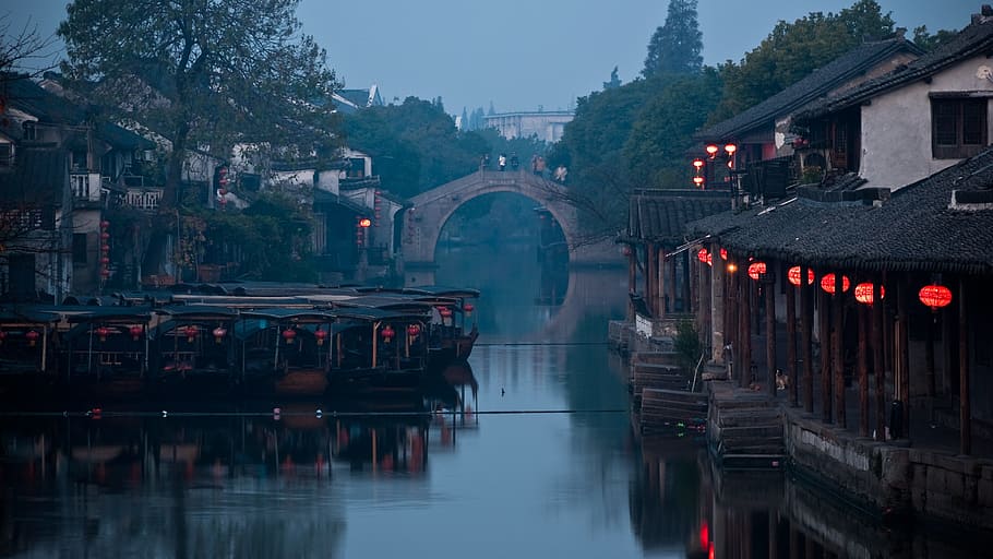 architecture, building, infrastructure, canal, water, floating HD wallpaper