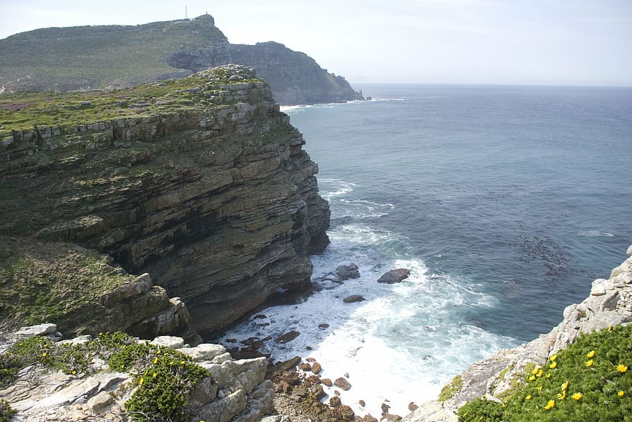 capepoint, beach, scenery, sea, cliff, coastline, nature, scenics HD wallpaper