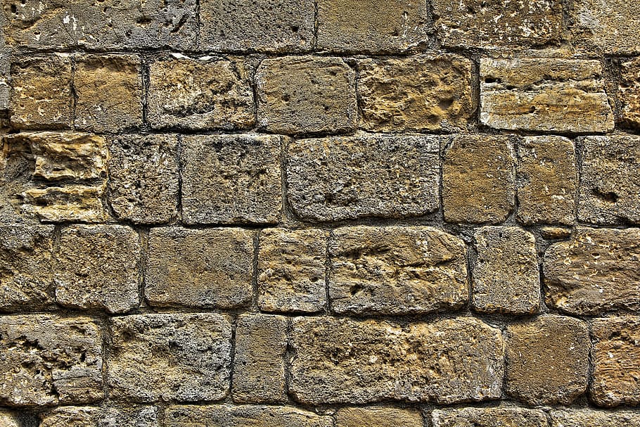 brown concrete bricks, wall, texture, stone, structure, background HD wallpaper