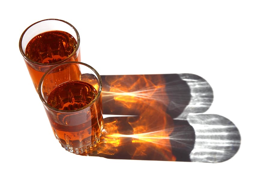 two almost full shot glasses, Beverage, Cold, Cool, Cup, Drink HD wallpaper