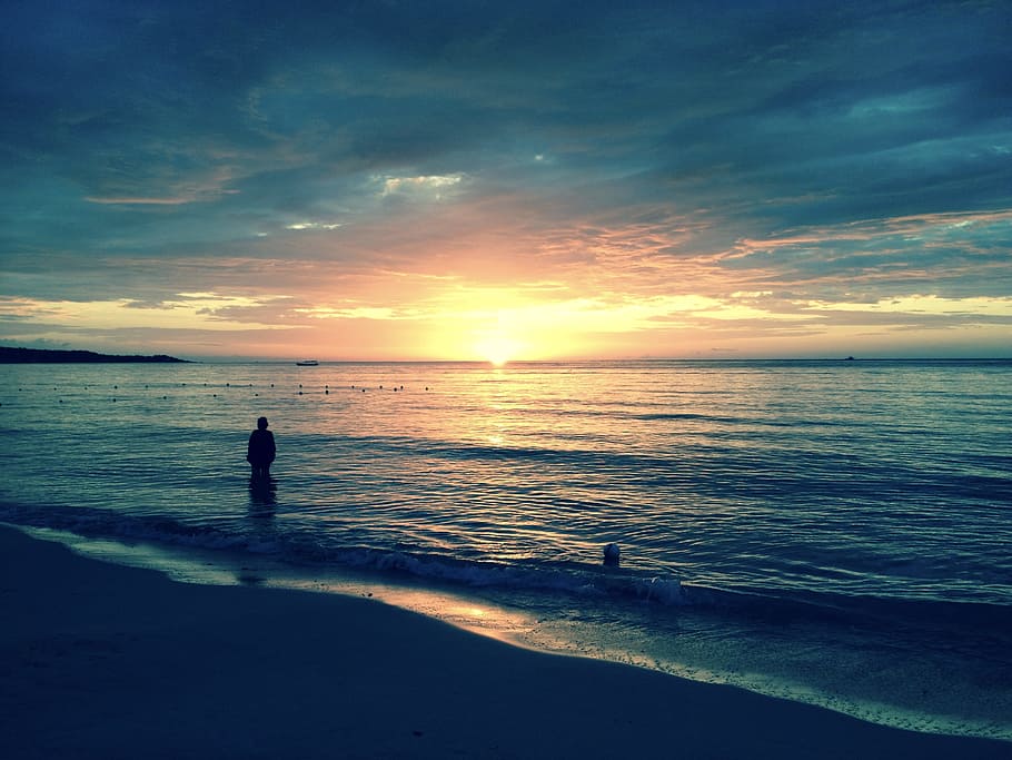 Sunset, Beach, Sea, beach sunset, vacation, dusk, tropical HD wallpaper