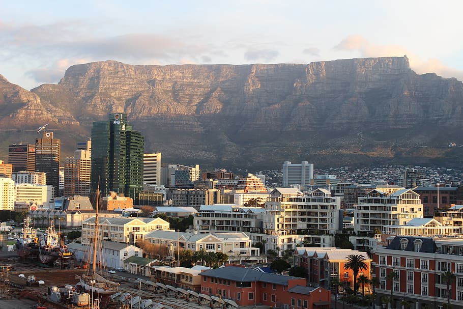 aerial photography of cape town, table mountain, south africa, HD wallpaper