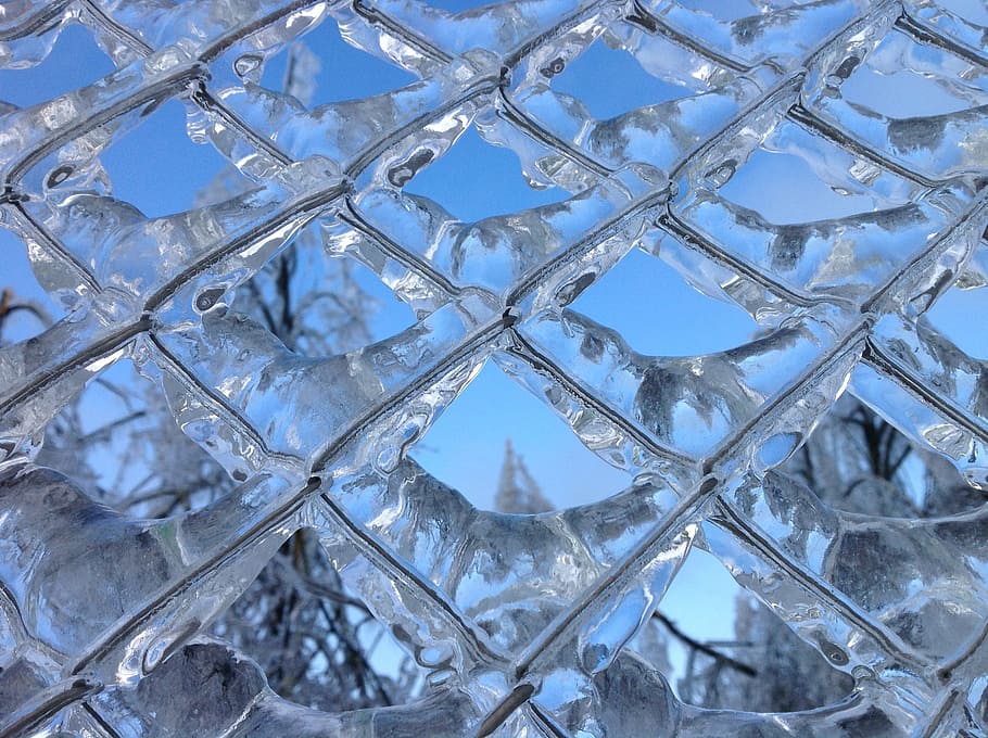 fence, mesh, wire, ice, frozen, winter, cold temperature, pattern HD wallpaper